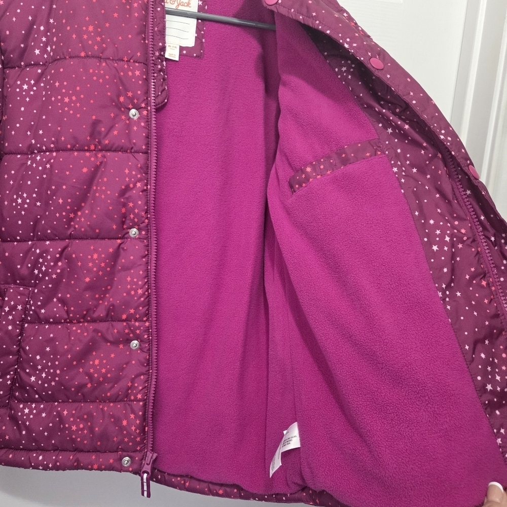Cat & Jack Girl Magenta Star Print Heavyweight Puffer Winter Snow Jacket Sz XL - Picture 7 of 12